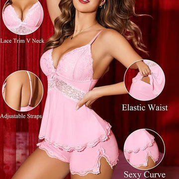 💖 Camisole in pizzo modale + set di mutande