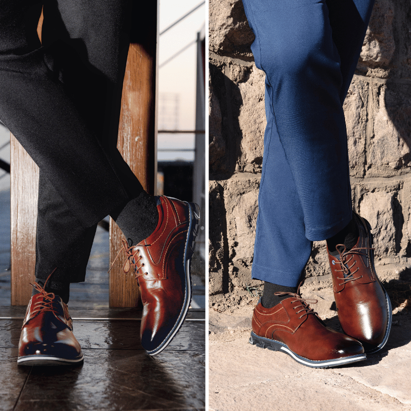 Oxford Lisse Ortopedisk Dress Shoe | Inkluderer en gratis Premium Minimalistisk lommebok