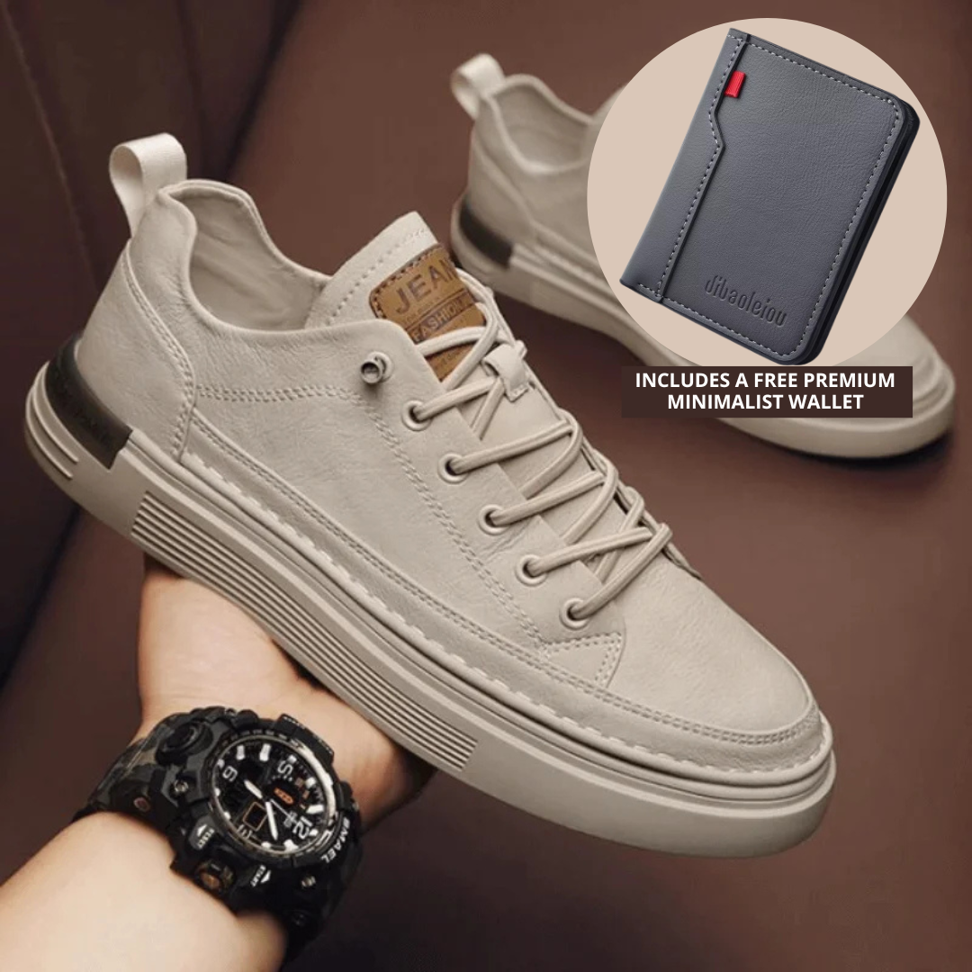 UrbanCraft™ – Lærsneakers for menn | Inkluderer en gratis Premium Minimalistisk lommebok