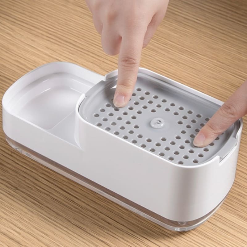 Dispensador de detergente y soporte de esponja para fregadero