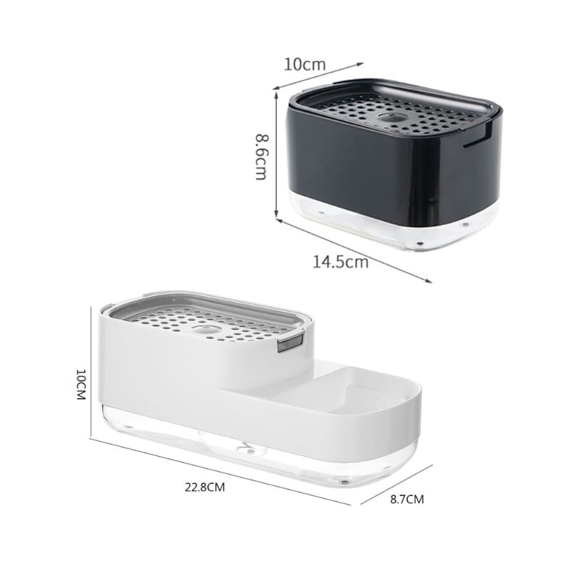 Dispensador de detergente y soporte de esponja para fregadero