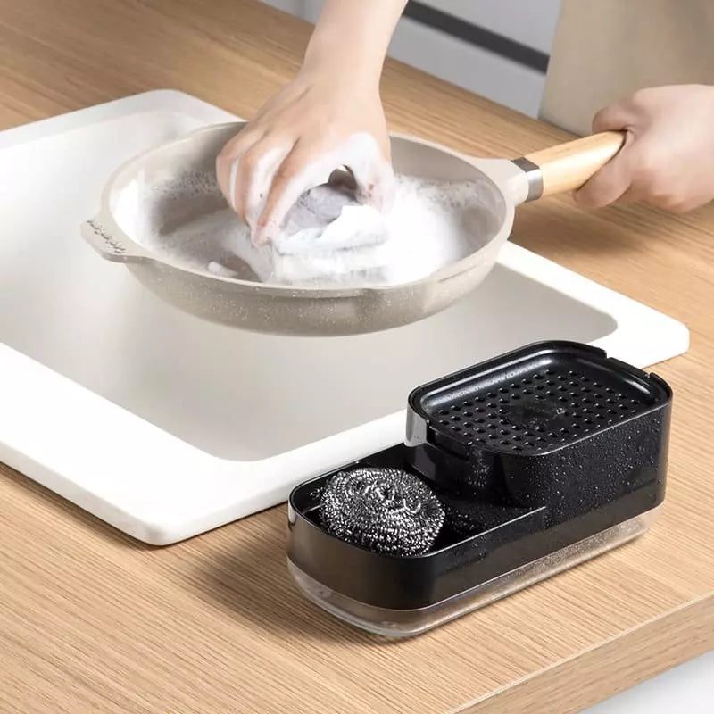 Dispensador de detergente y soporte de esponja para fregadero