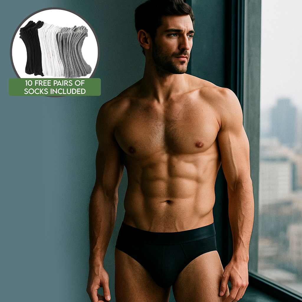 [عبوات متعددة] ملابس داخلية AirLuxe™ + 10 أزواج مجانية من الجوارب متضمنة