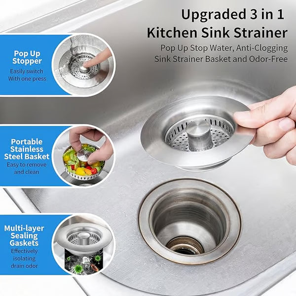 50K+ SOLD! Almost Gone🔥3 in 1 Kitchen Sink Drain Strainer Kitchen Gadgets