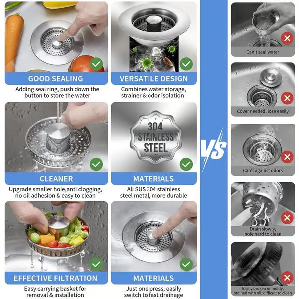 50K+ SOLD! Almost Gone🔥3 in 1 Kitchen Sink Drain Strainer Kitchen Gadgets