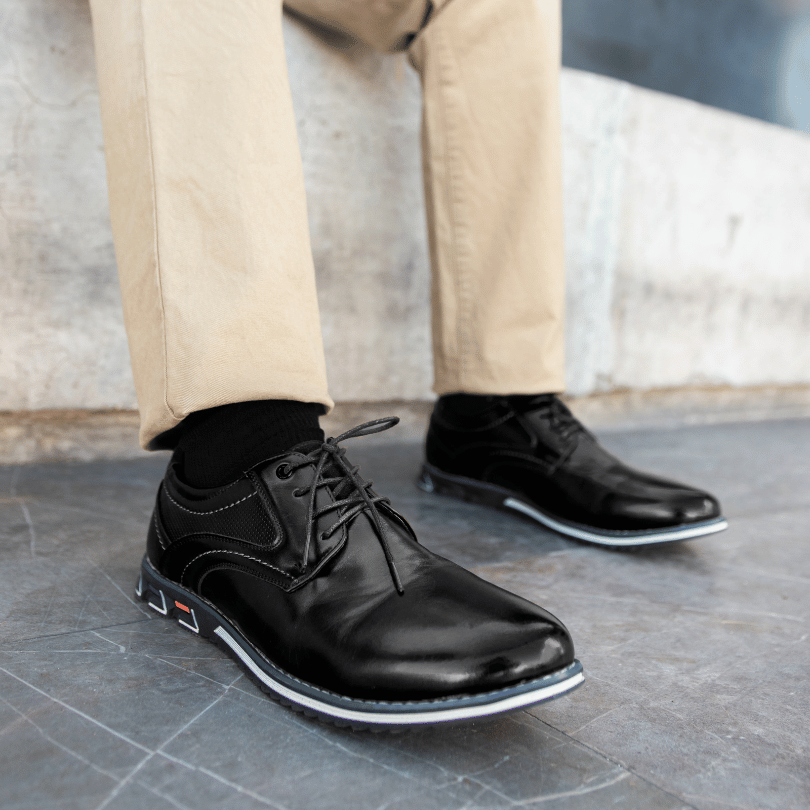 Oxford Lisse Ortopedisk Dress Shoe | Inkluderer en gratis Premium Minimalistisk lommebok