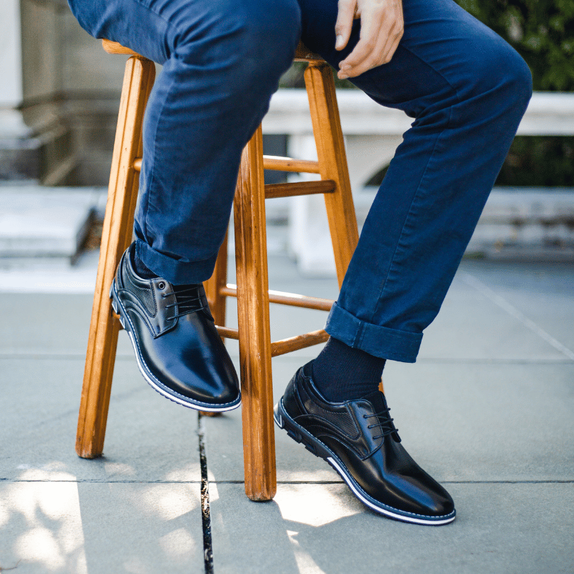 Oxford Lisse Ortopedisk Dress Shoe | Inkluderer en gratis Premium Minimalistisk lommebok