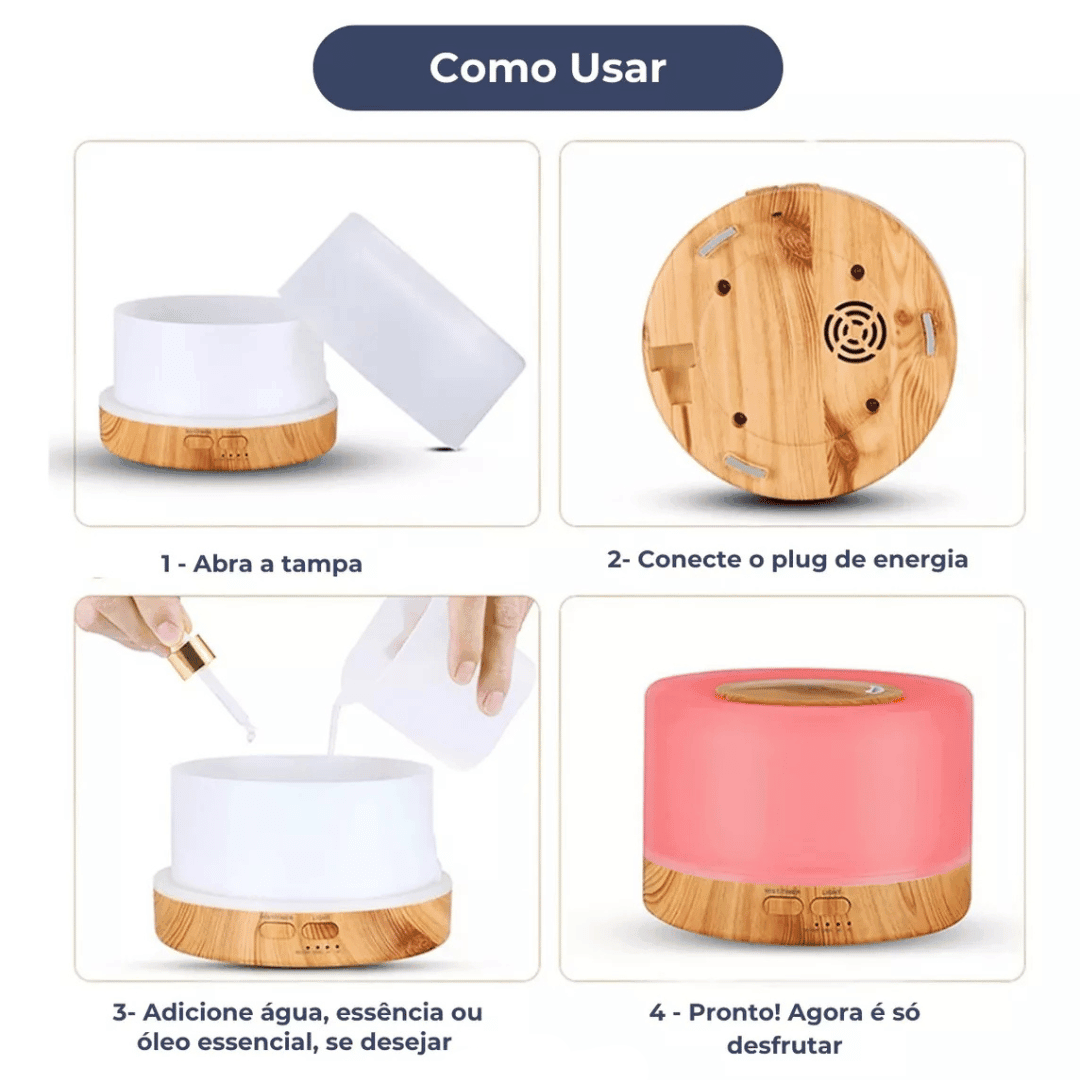 Humidificador ultrasónico y aromatizador 500 ml